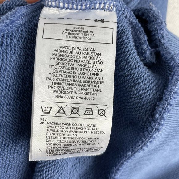 adidas Originals Hoodie With Trefoil logo Blue sz S Pullover Kangaroo Pocket - Picture 6 of 9